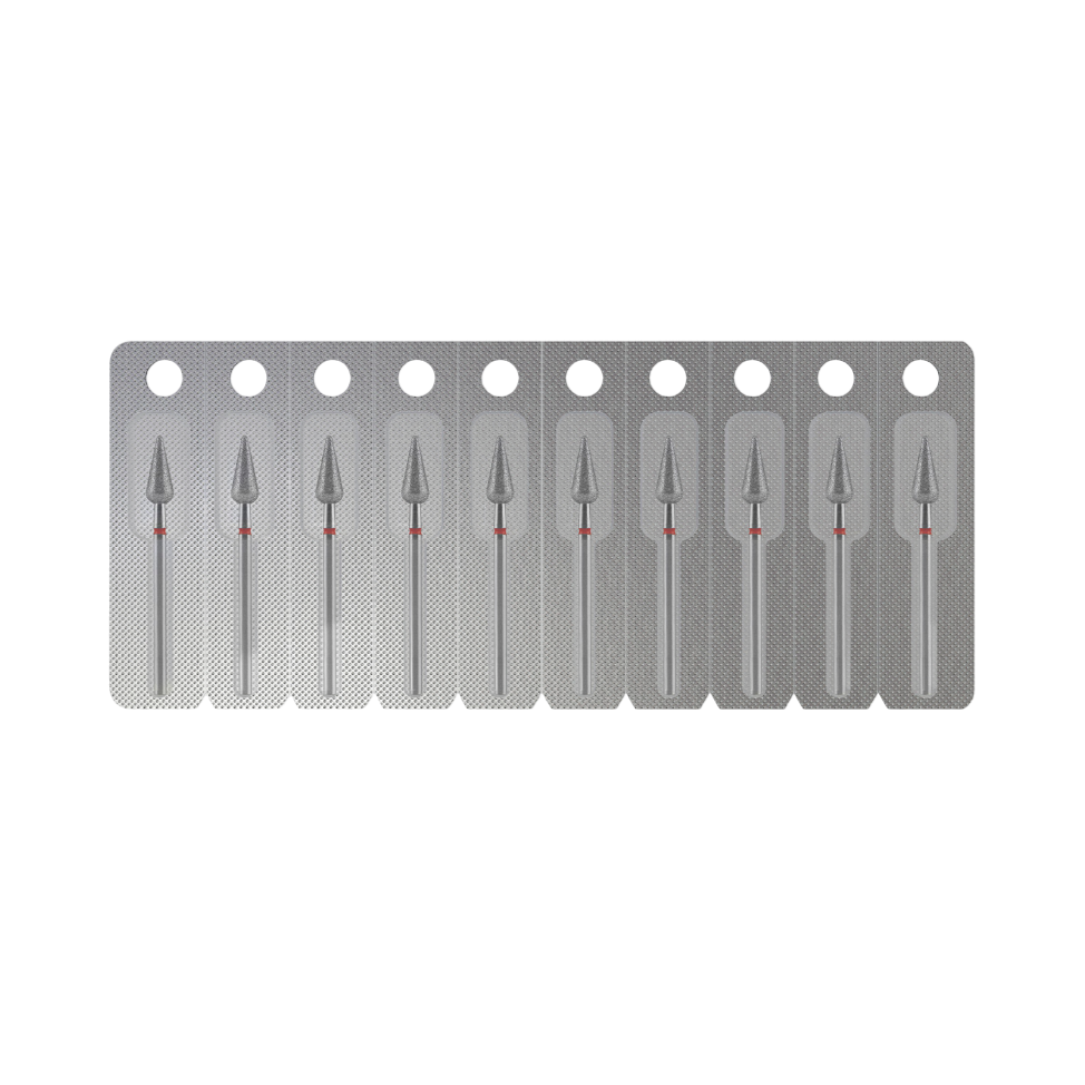 STALEKS - Diamond nail drill bit, "Pointed Pear", red, EXPERT 5/12 mm (FA100R050/12)