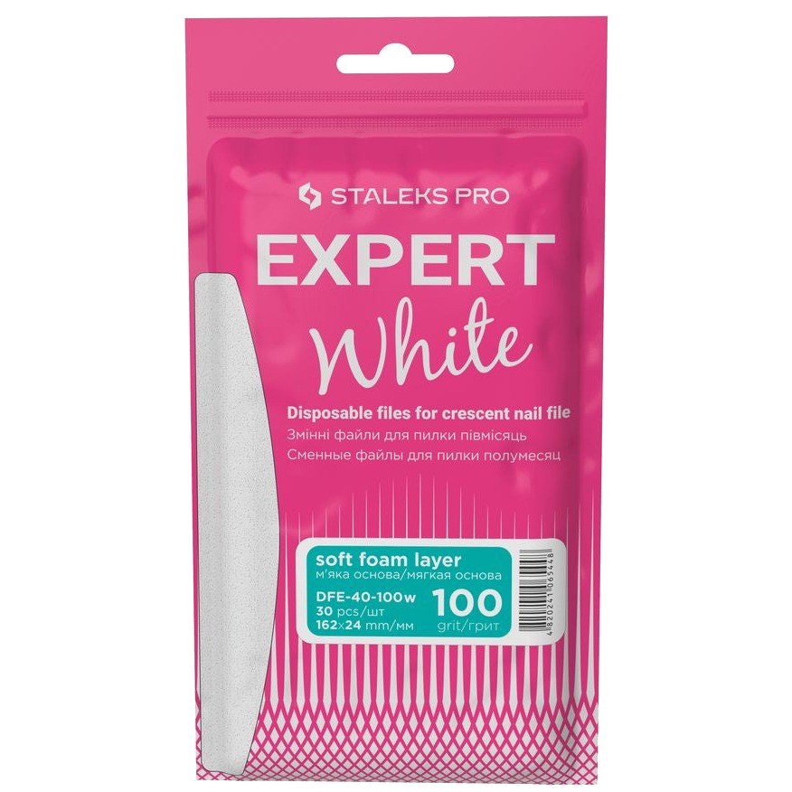 DISPOSABLE FILES CRESCENT NAIL FILE (SOFT BASE) EXPERT 40 (30 PCS) DFE-40 W- STALEKS™