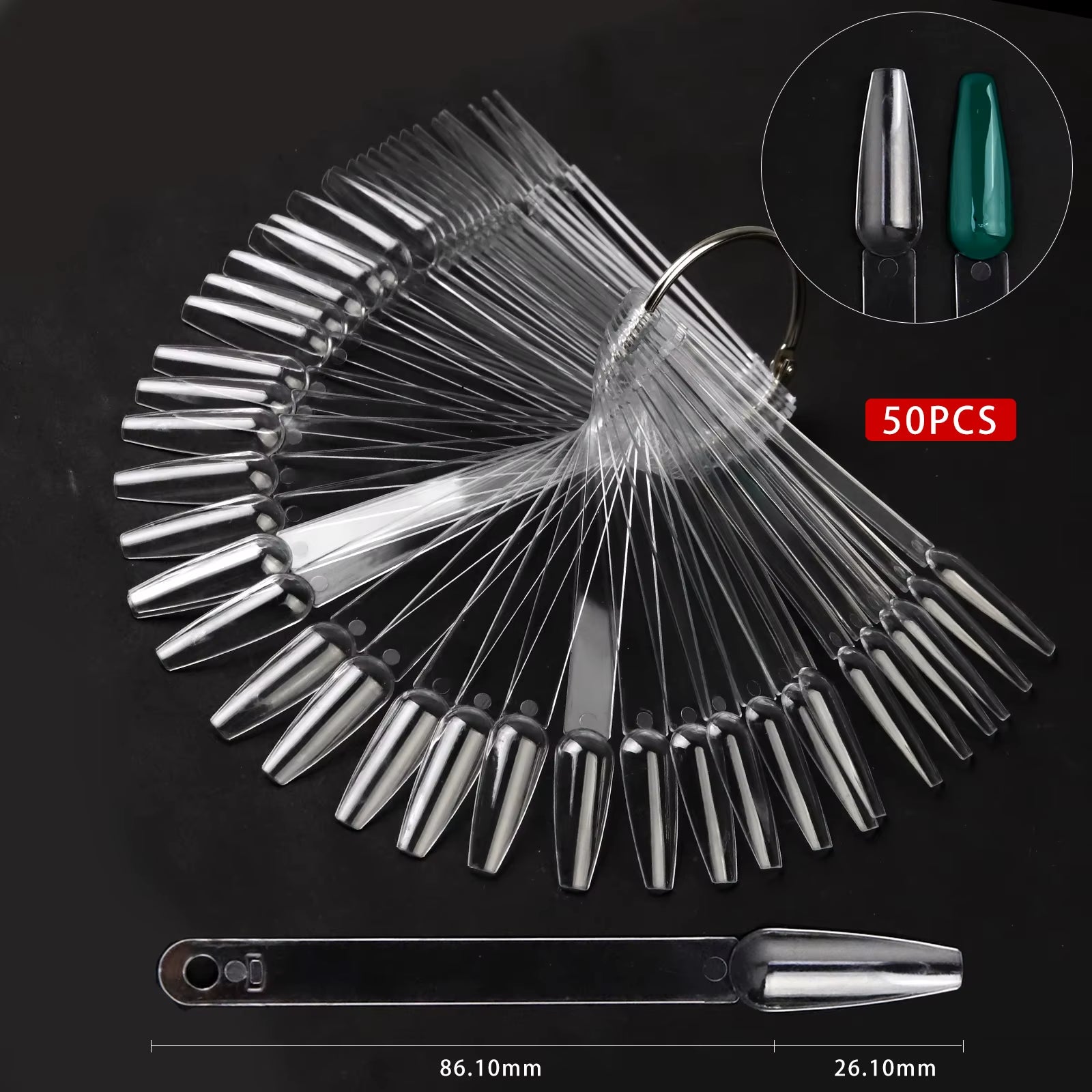 Clear Ballerina Nail Tips (swatch)