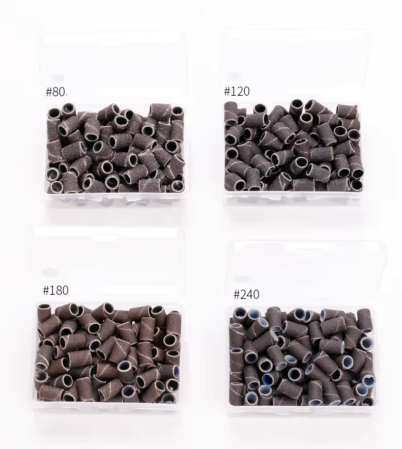 Nail Sanding Ring Bands 80/120/180 Grit Electric Manicure Drill Grinding Heads UV Gel Polish Removal Pedicure Abrasive Tools