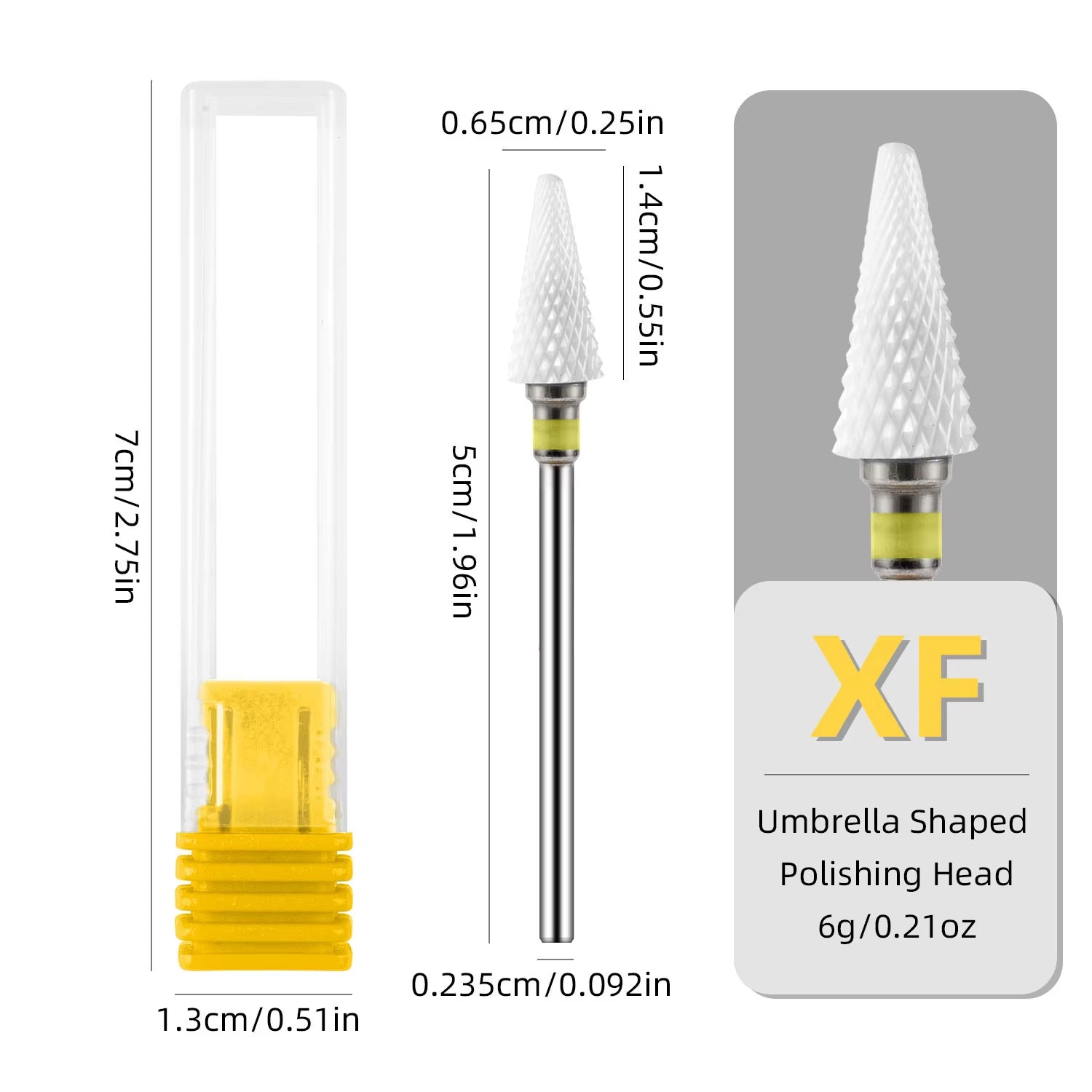 CERAMIC NAIL BIT (Umbrella) Yellow, XF #403, 1 PCS