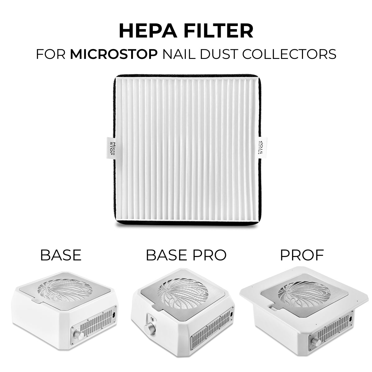 A quality HEPA filter built to trap fine, dispersed dust generated during manicure and pedicure work, keeping it from re-entering the air rather than just moving it around.