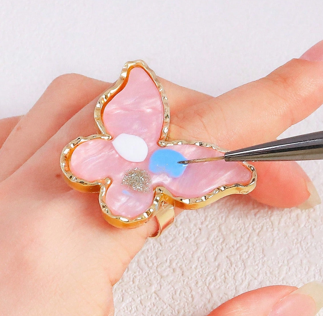 Butterfly Nail Color Palette Ring for Gel Mixing