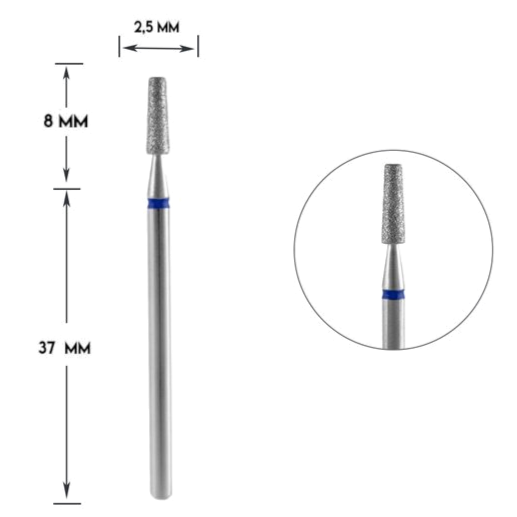 DIAMOND NAIL DRILL BIT, "FRUSTUM", BLUE, HEAD DIAMETER 2.5/8MM (FA70B025/8) - STALEKS™