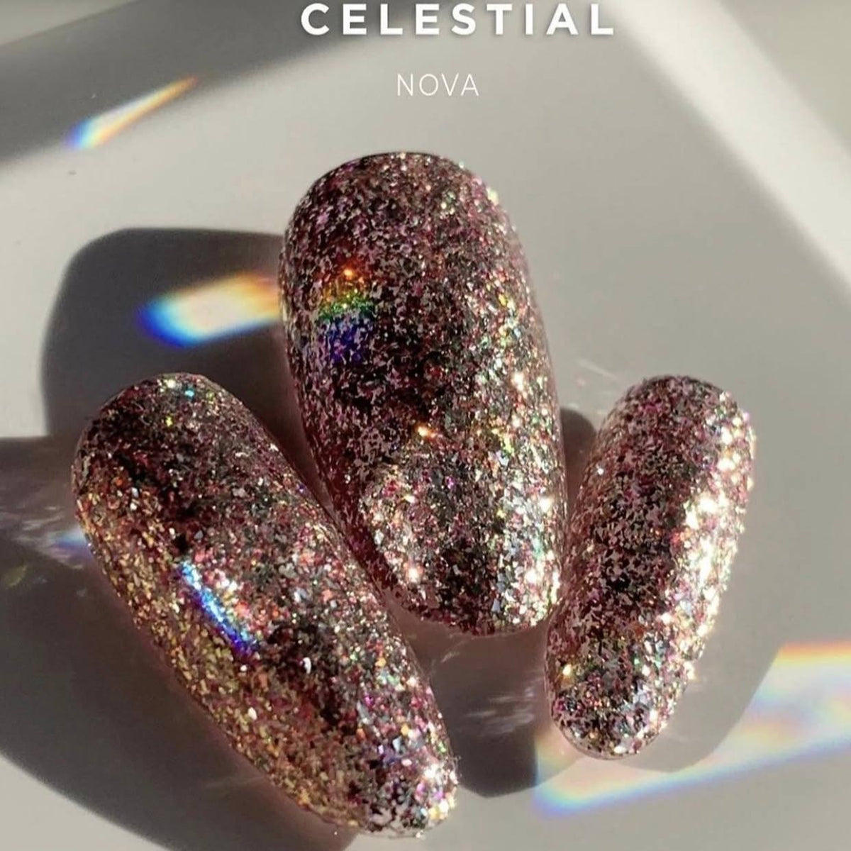 Akzentz Gel Play Glitter Celestial Nova, 4g, open pot with glitter texture visible