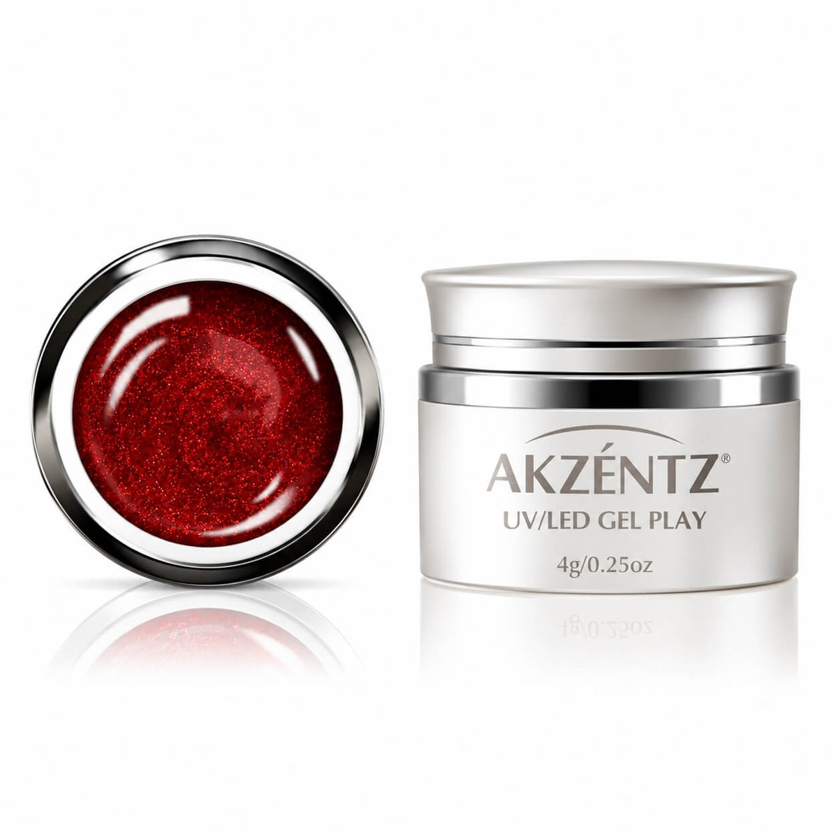 Akzentz Gel Play Glitter Cherry Red for red French tips and accents