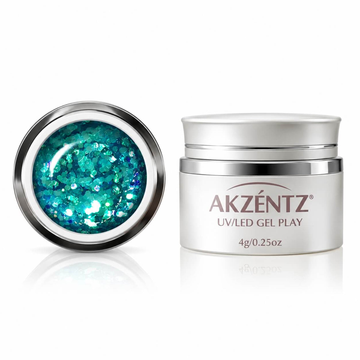 Akzentz Gel Play Glitter Crush Teal, 4g, closed pot