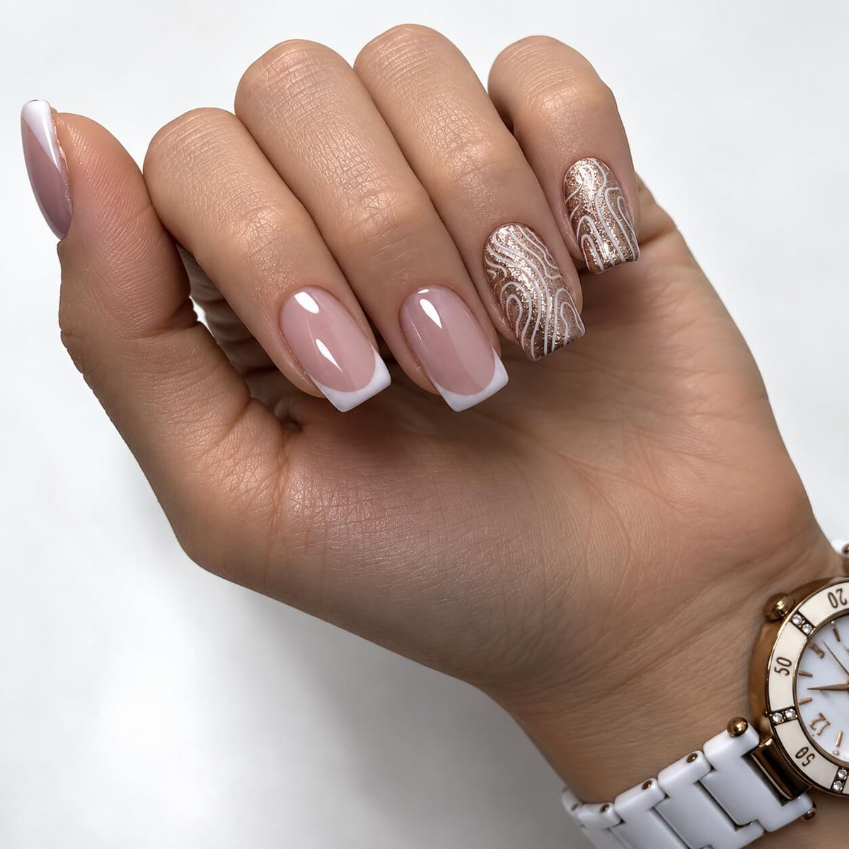 Akzentz Gel Play Pink Champagne glitter gel for bridal nails