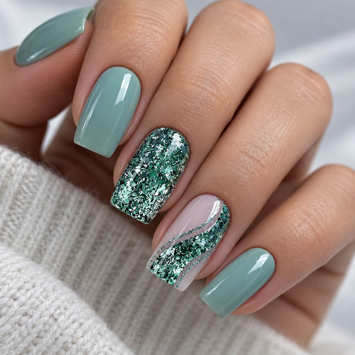 Akzentz Glitz Green Peridot Nail Gel