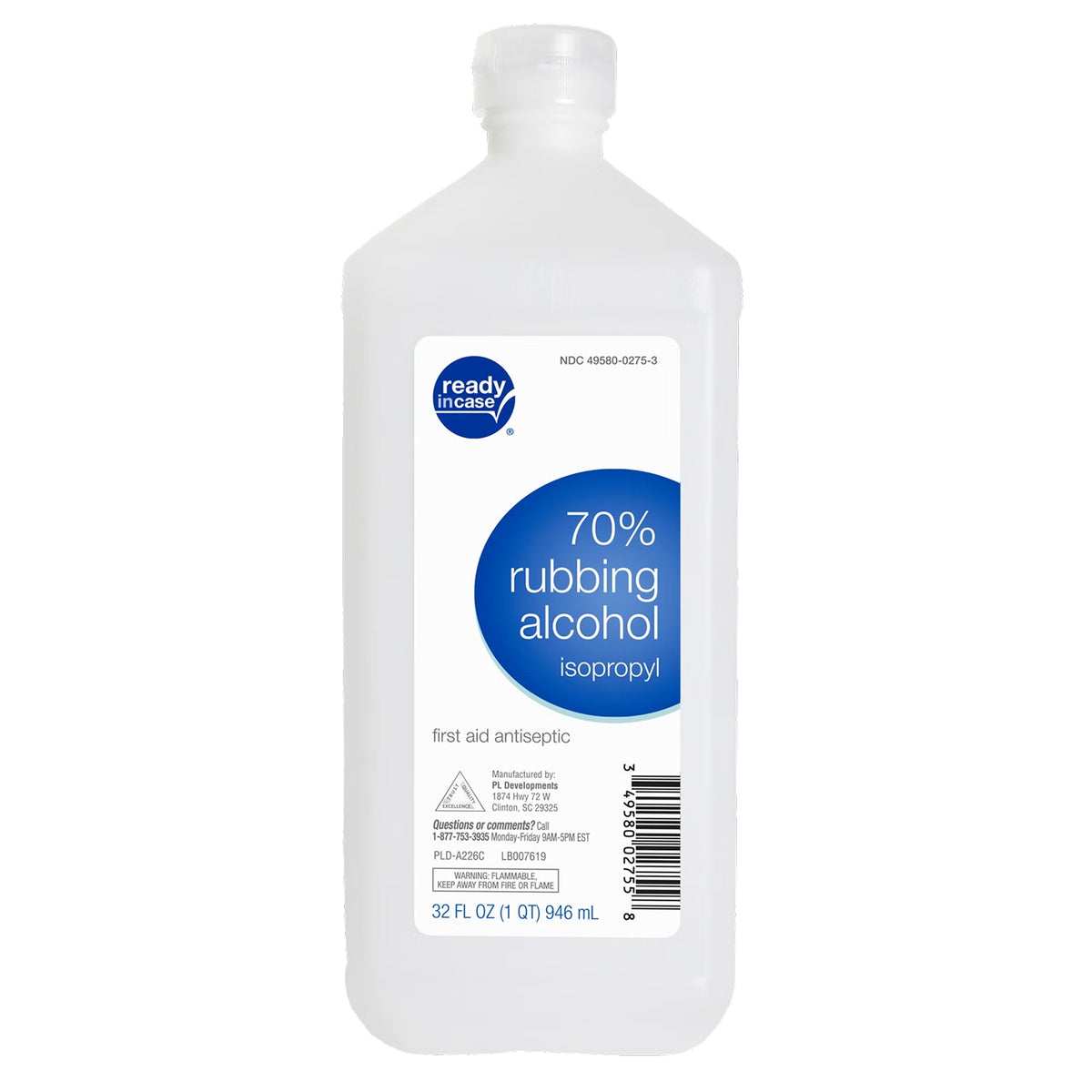 Isopropyl rubbing alcohol 70%, 946ml bottle