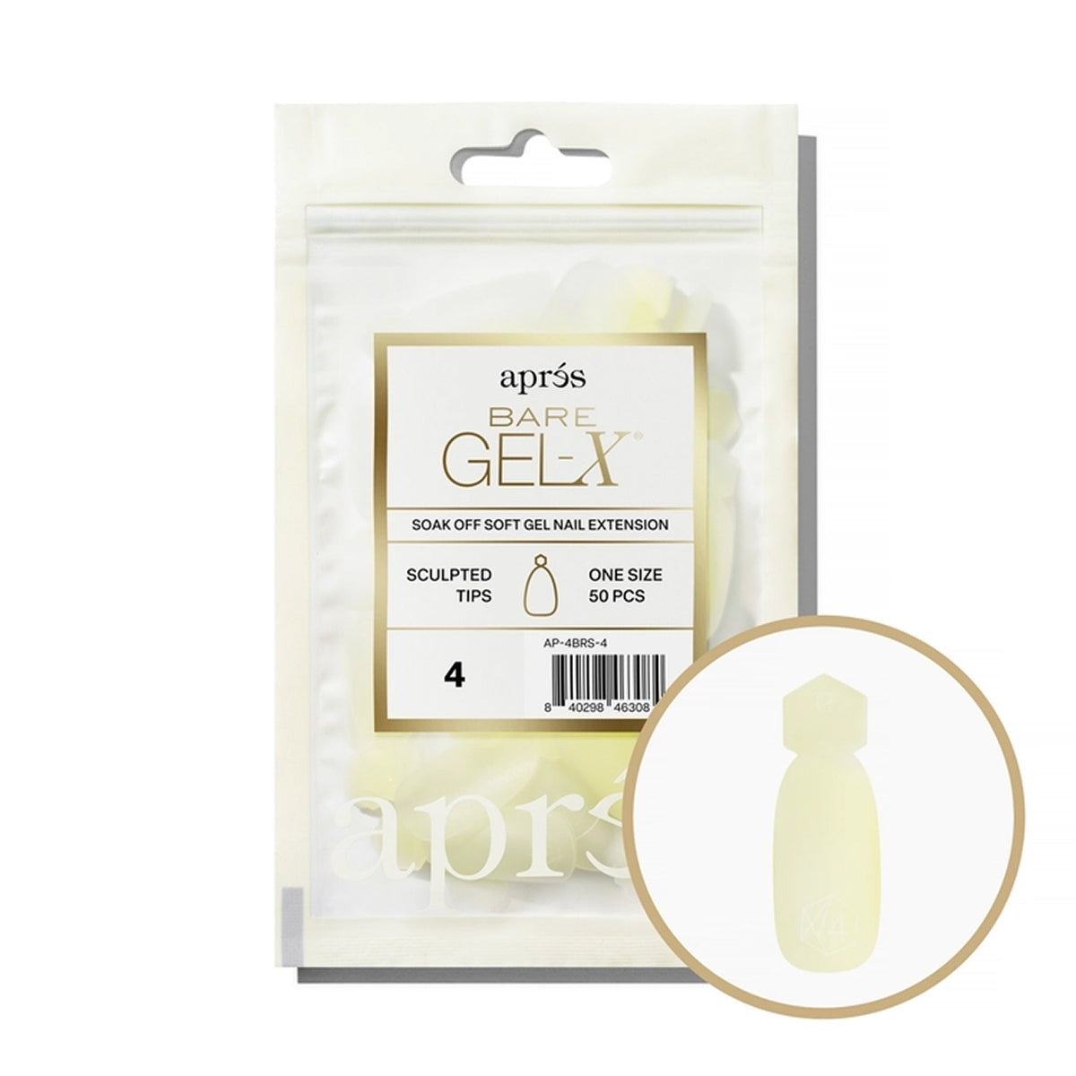 Apres Bare Gel-X Sculpted Refill Bag, size 4