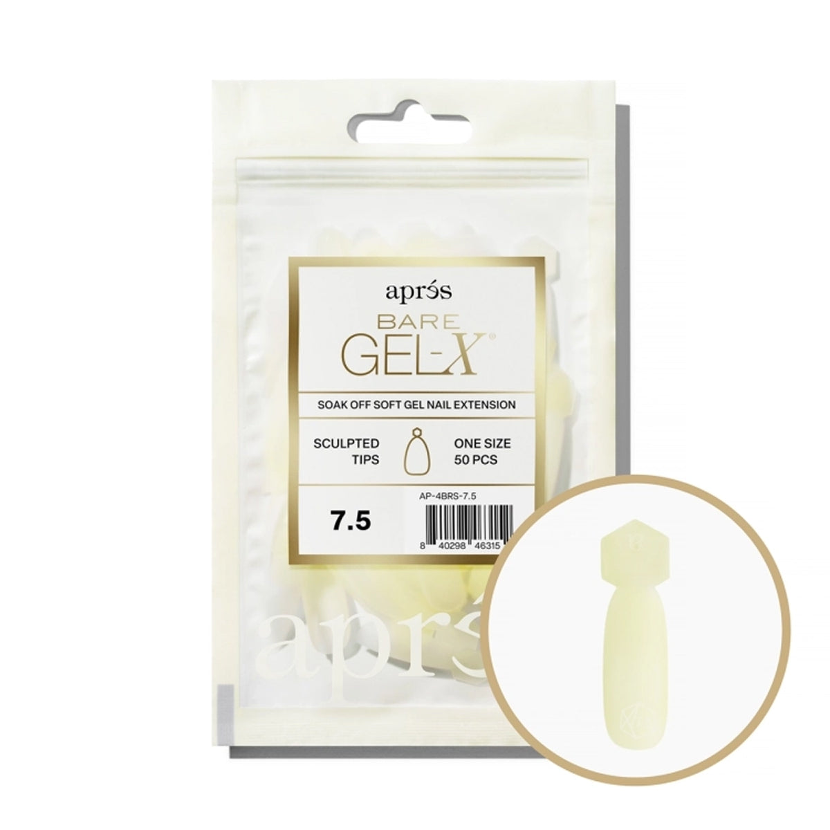 Apres Bare Gel-X Sculpted Refill Bag, size 7.5