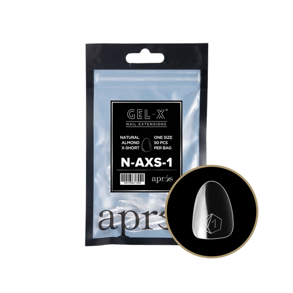 Apres Gel-X Natural Almond Extra Short Refill Bag, size 1, soft gel tip