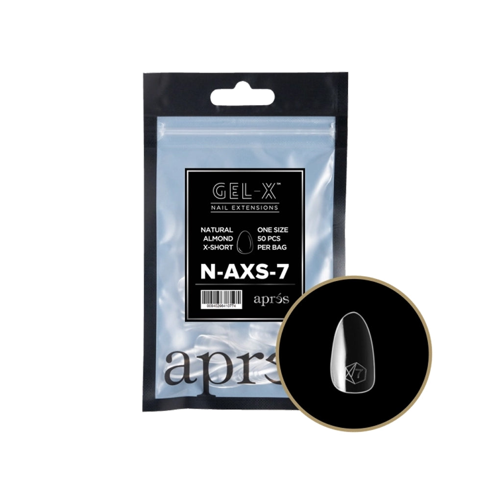 Apres Gel-X Natural Almond Extra Short Refill Bag, size 7, soft gel tip