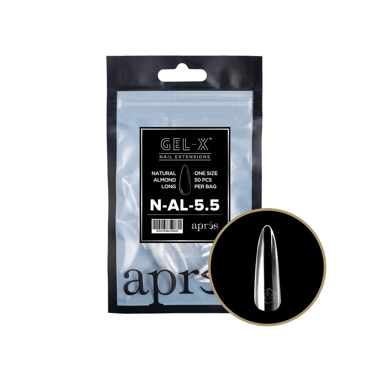 Apres - Gel-X Natural Almond Long Tips – Size 5.5 (50 pcs)
