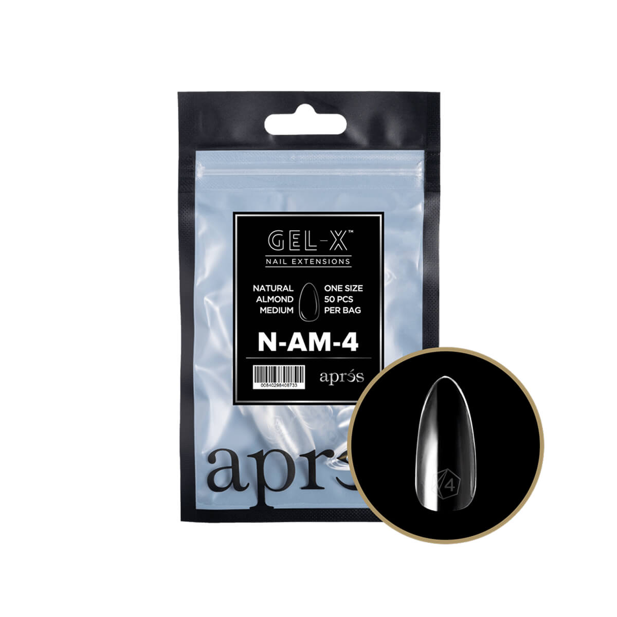 Apres Gel-X Natural Almond Medium Tips – Size 4 (50 pcs)