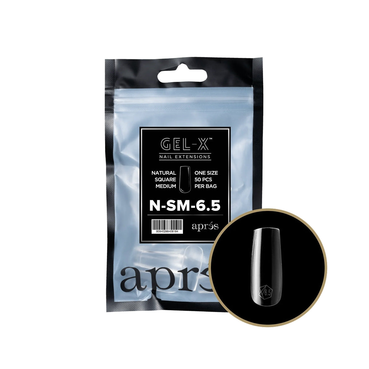 Apres - Gel-X Natural Square Medium Tips – Size 6.5 (50 pcs)