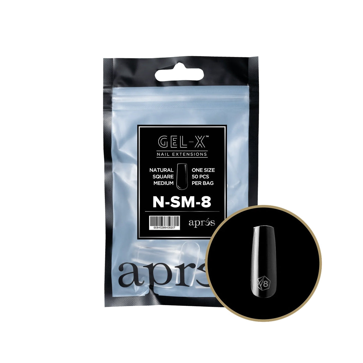 Apres - Gel-X Natural Square Medium Tips – Size 8 (50 pcs)