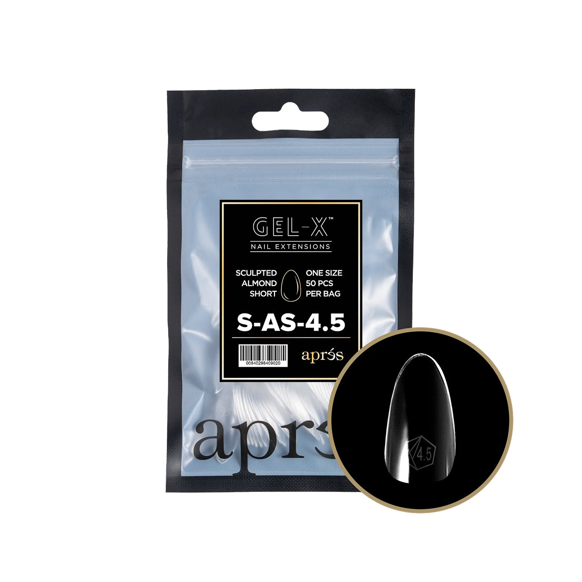 Apres Gel-X Sculpted Almond Short Tips – Size 4.5 (50 pcs)