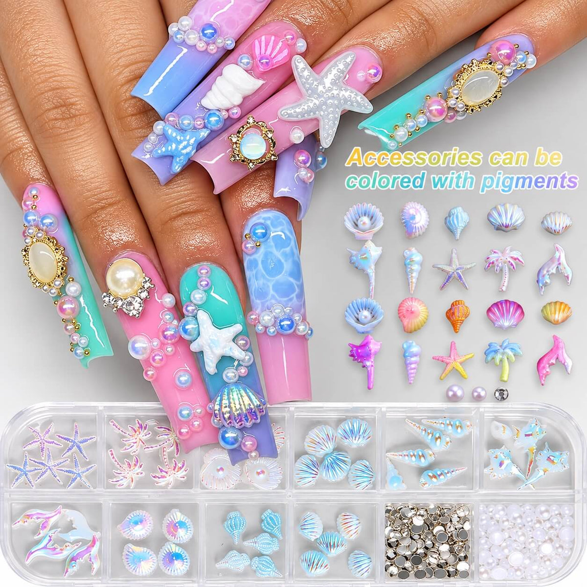 3D Aurora Nail Decorations 72pcs