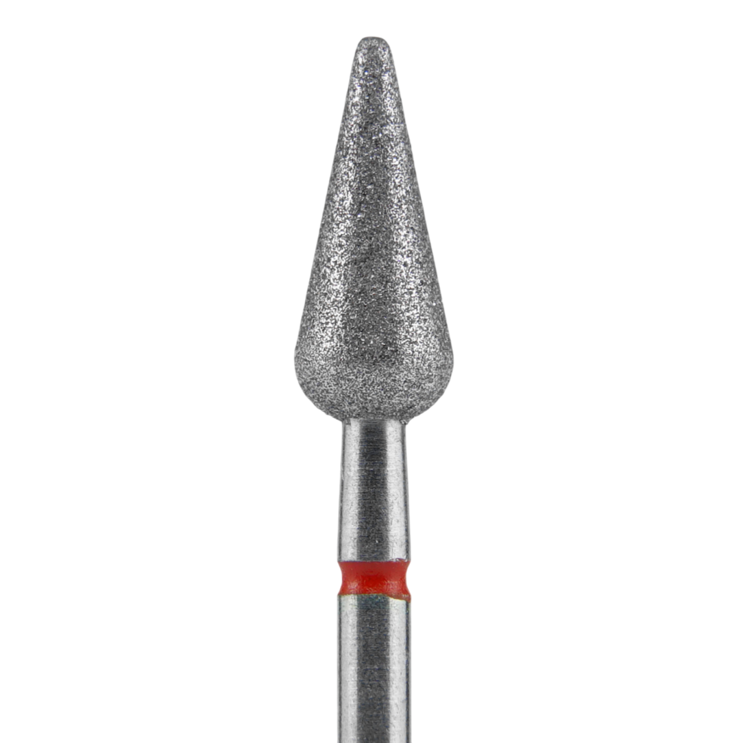 STALEKS - Diamond nail drill bit, "Pointed Pear", red, EXPERT 5/12 mm (FA100R050/12)