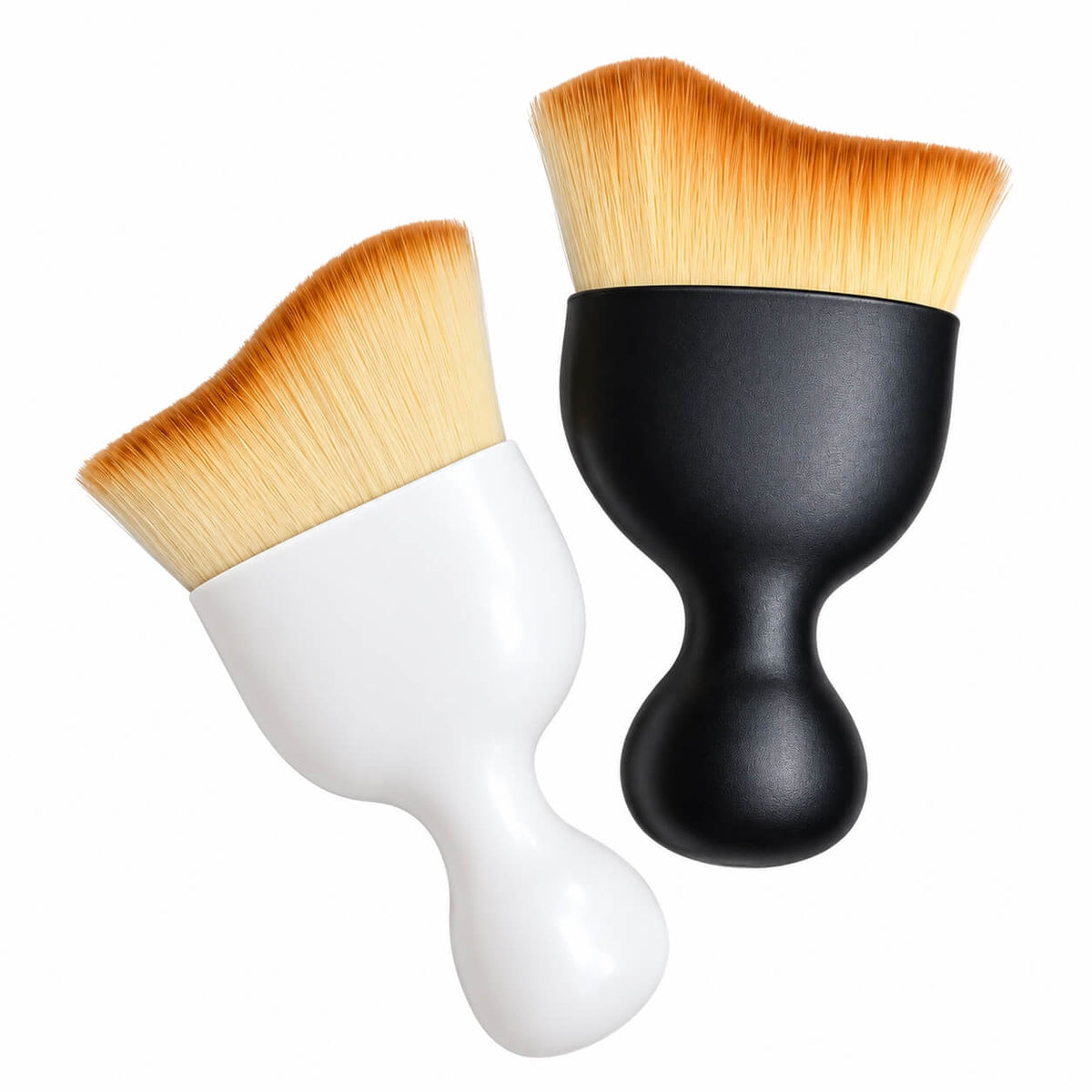 Big nail dust remover brush with a white handle and soft golden bristles