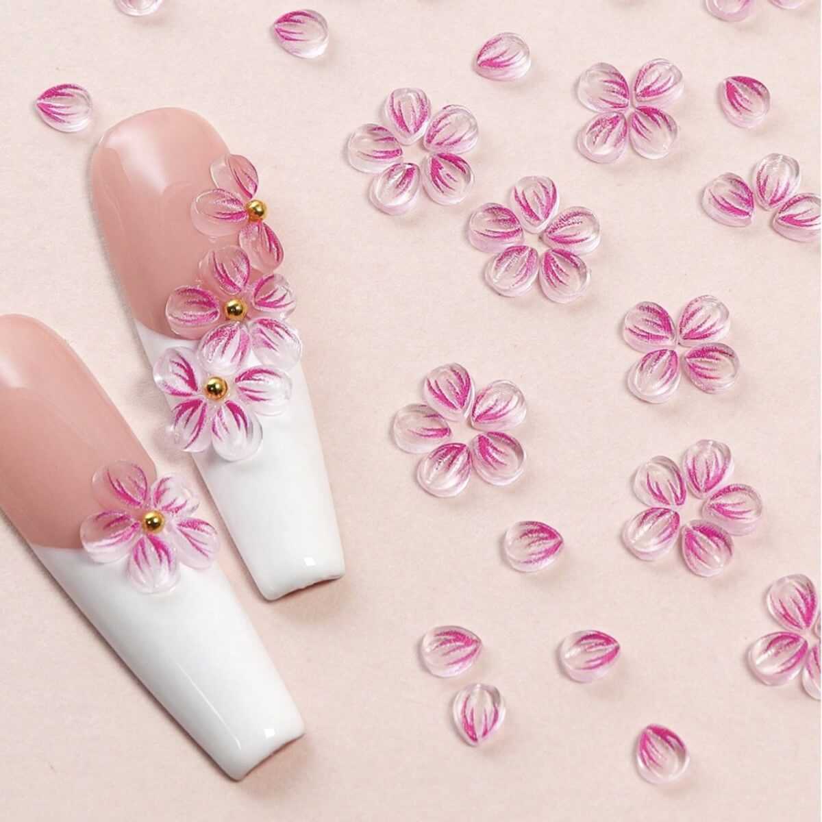 Carved Flower Petal Nail Charms 150pcs