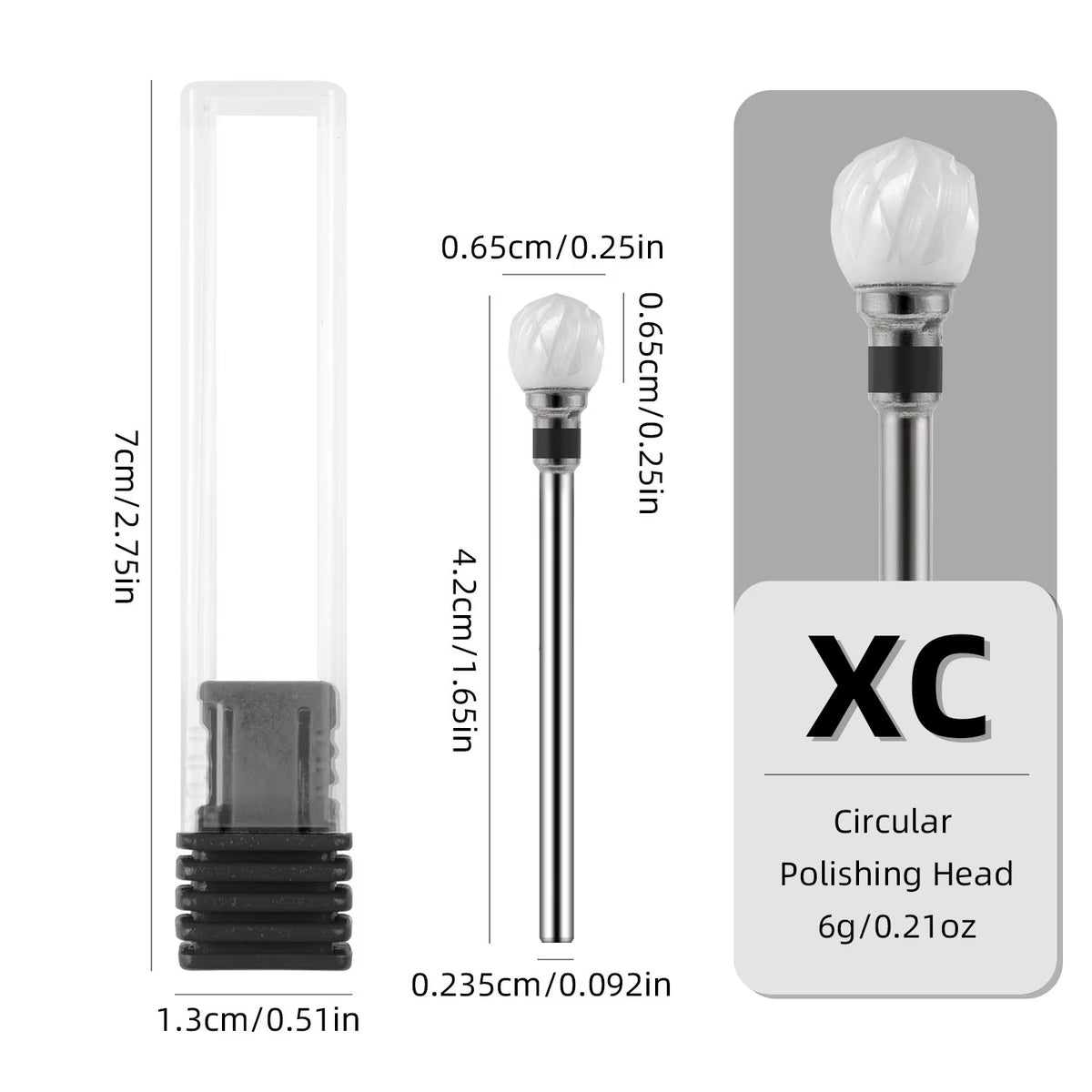KVADRO Ceramic Nail Bit, Ball Shape, Black XC #413 - Roughest Grit, 0.65 cm Round Head