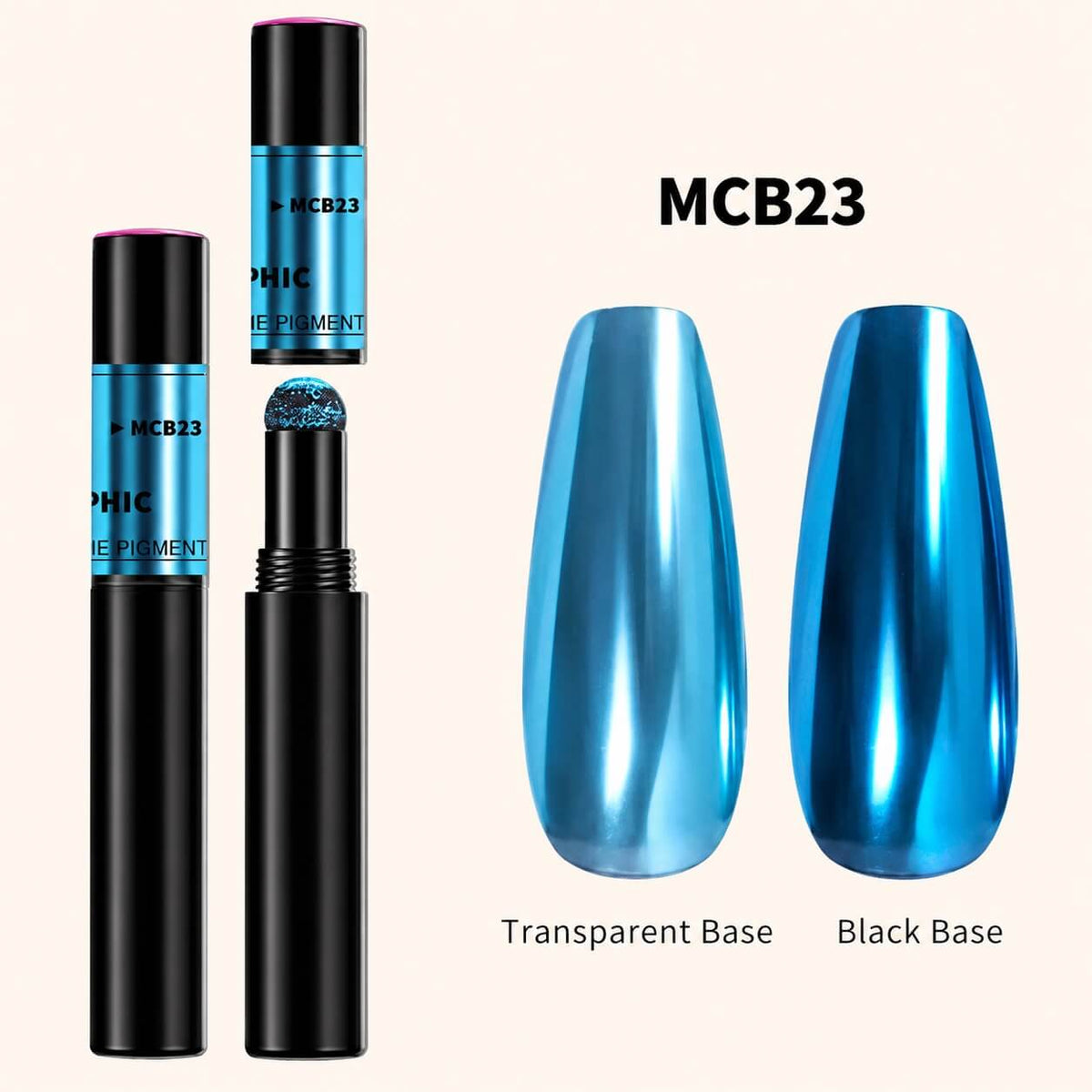 Chrome pigment pen MCB23 in blue with a cushion tip