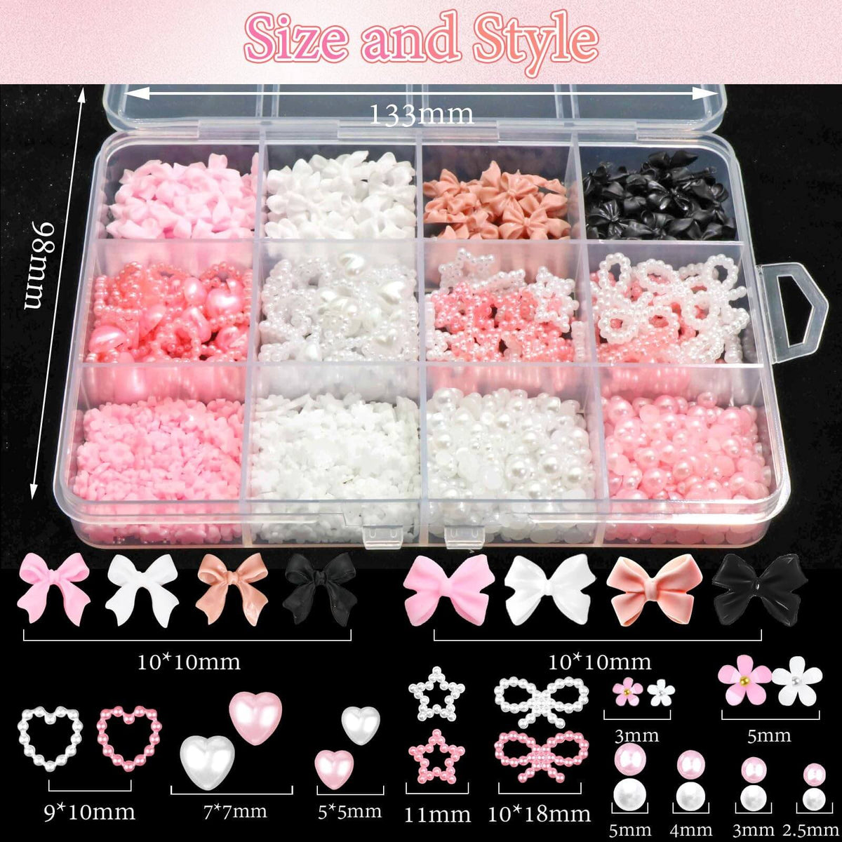 Coquette Mini 3D Decor Set, finished coquette-style manicure