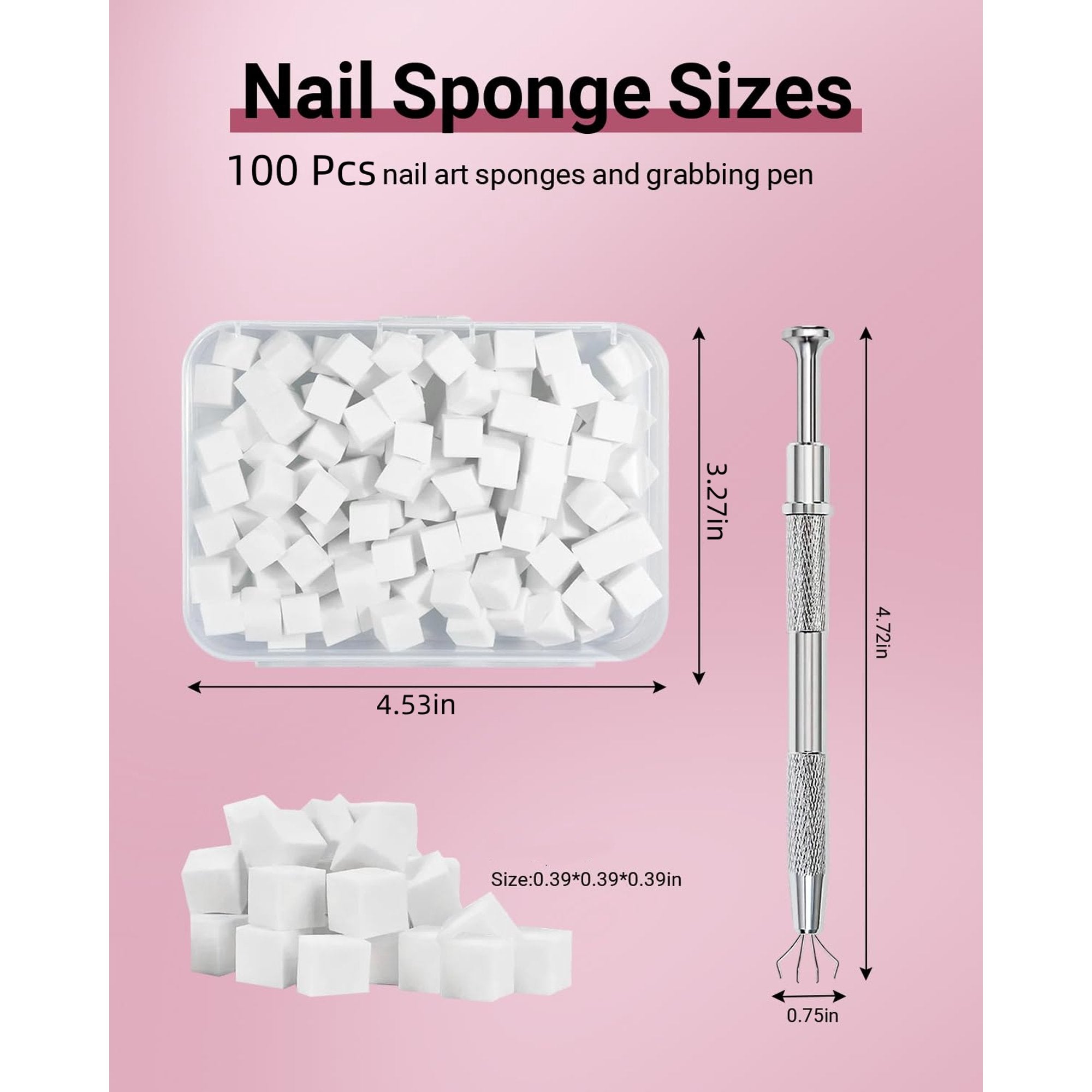 100 Pcs Soft Nail Sponges with Grabbing Pen, Nail Art Sponge for Ombre, Gradient Effect Painting Gel Halo Dyeing Tool Brush