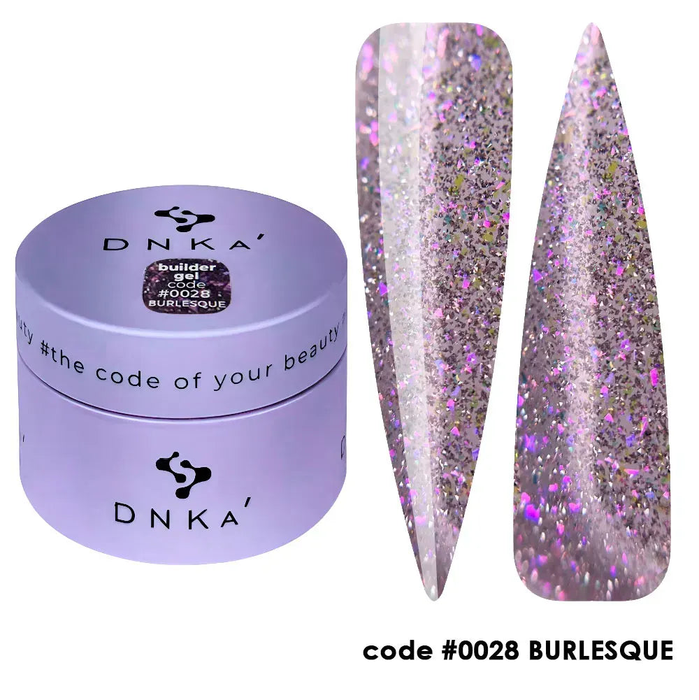DNKa Builder Gel #0028 Burlesque — full extension set, glamorous pink-violet finish