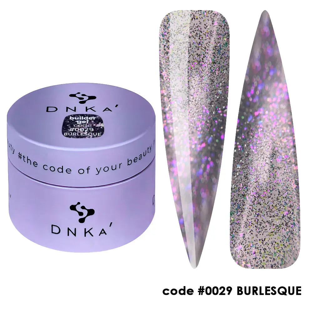 DNKa Builder Gel #0029 Burlesque — full extension set, translucent violet glow finish