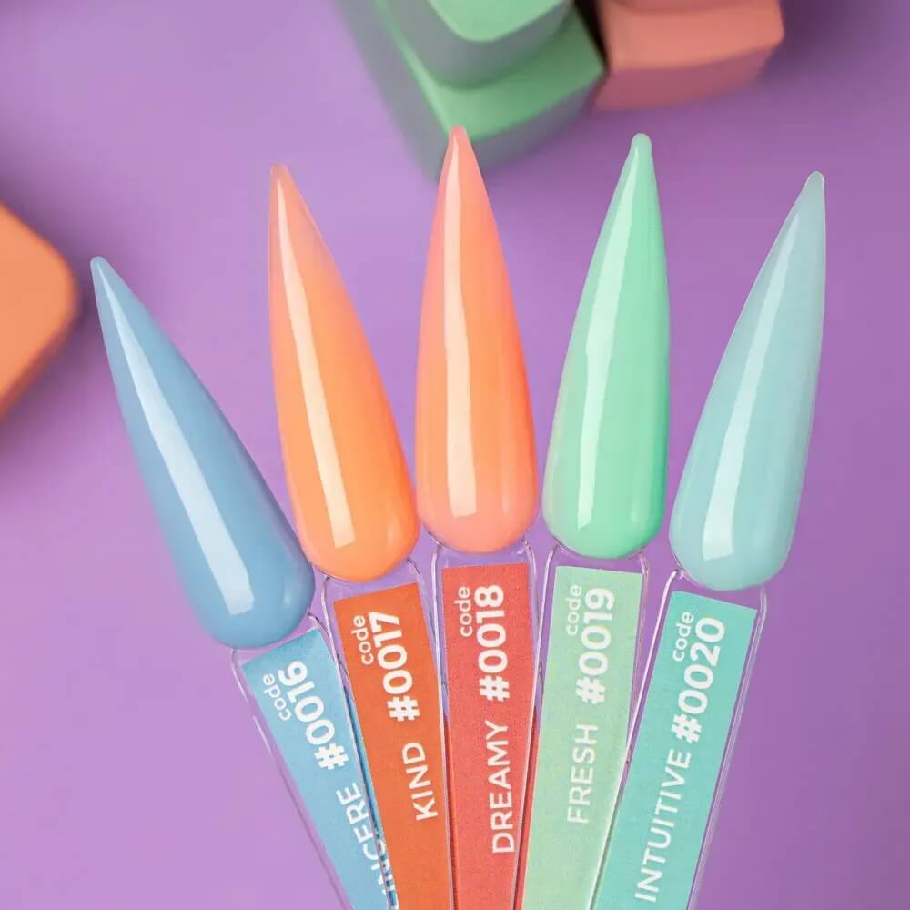 Close-up of the pastel sky blue shade of DNKa Cover Base #0016 Sincere