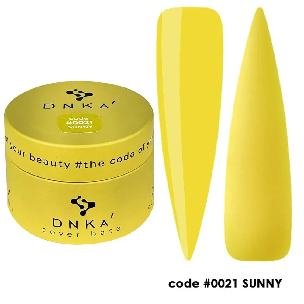 DNKa Cover Base #0021 Sunny Yellow applied to the nail plate