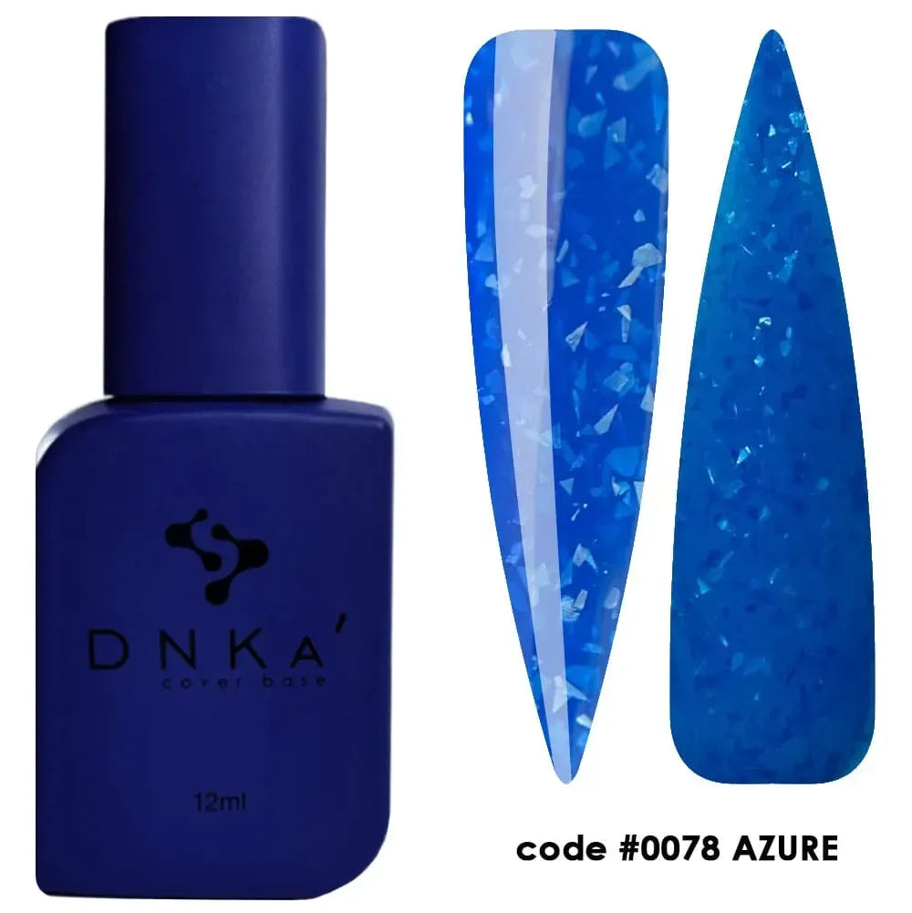 DNKa Cover Base #0078 Azure, 12ml bottle standing closed, vibrant blue with shimmer