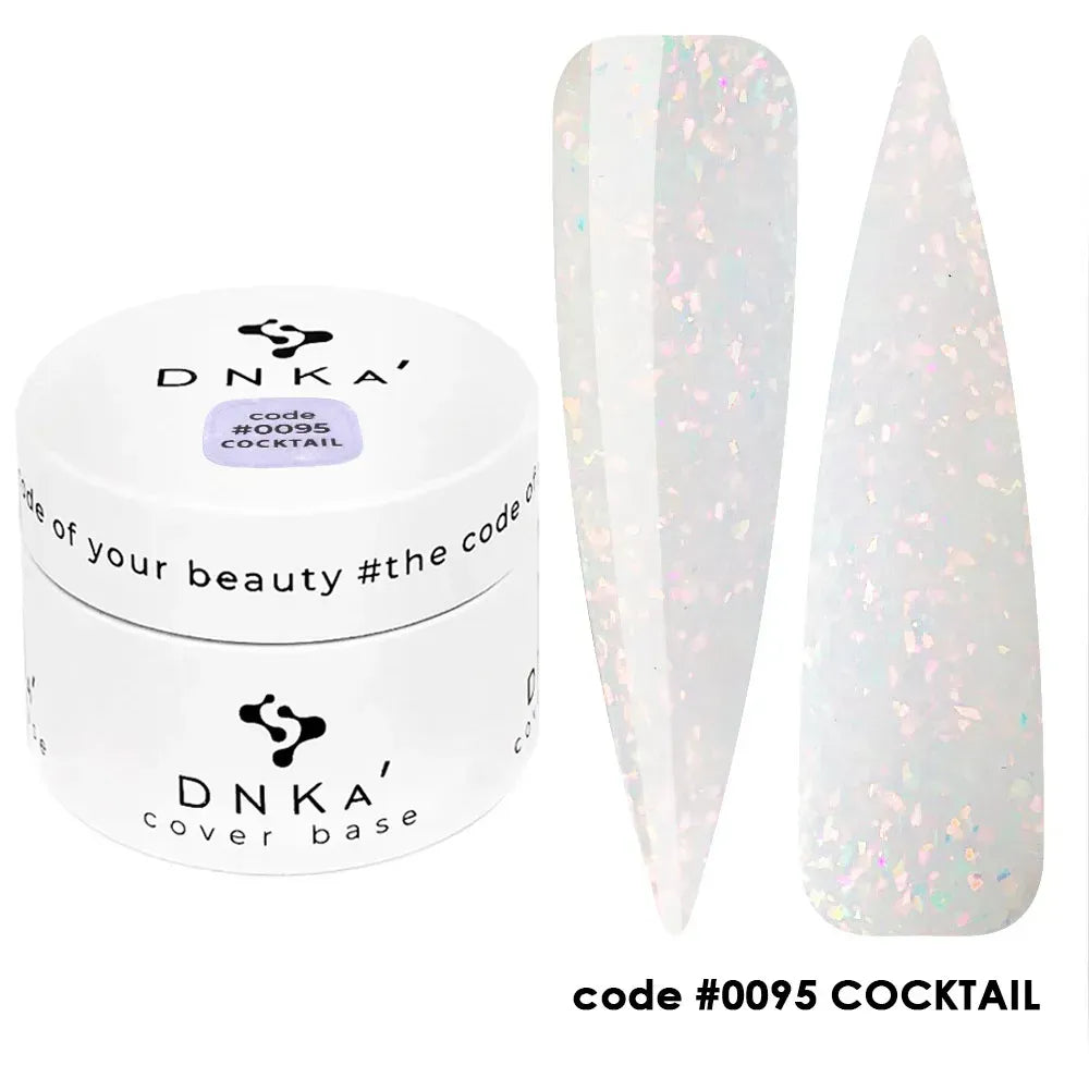 DNKa Cover Base #0095 Cocktail — bottle paired with DNKa top coat, milky gold leaf base