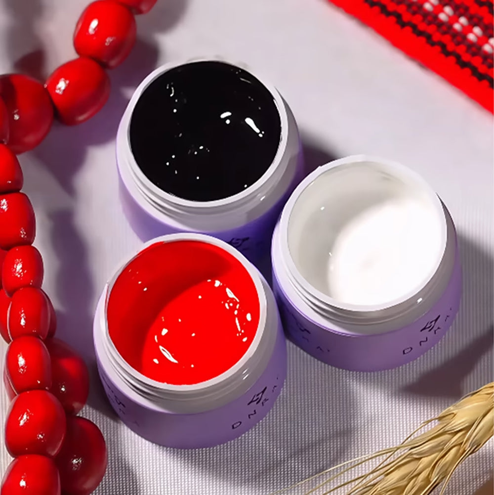 DNKa Gel Paint Ethno White — bottle paired with DNKa nail art brushes