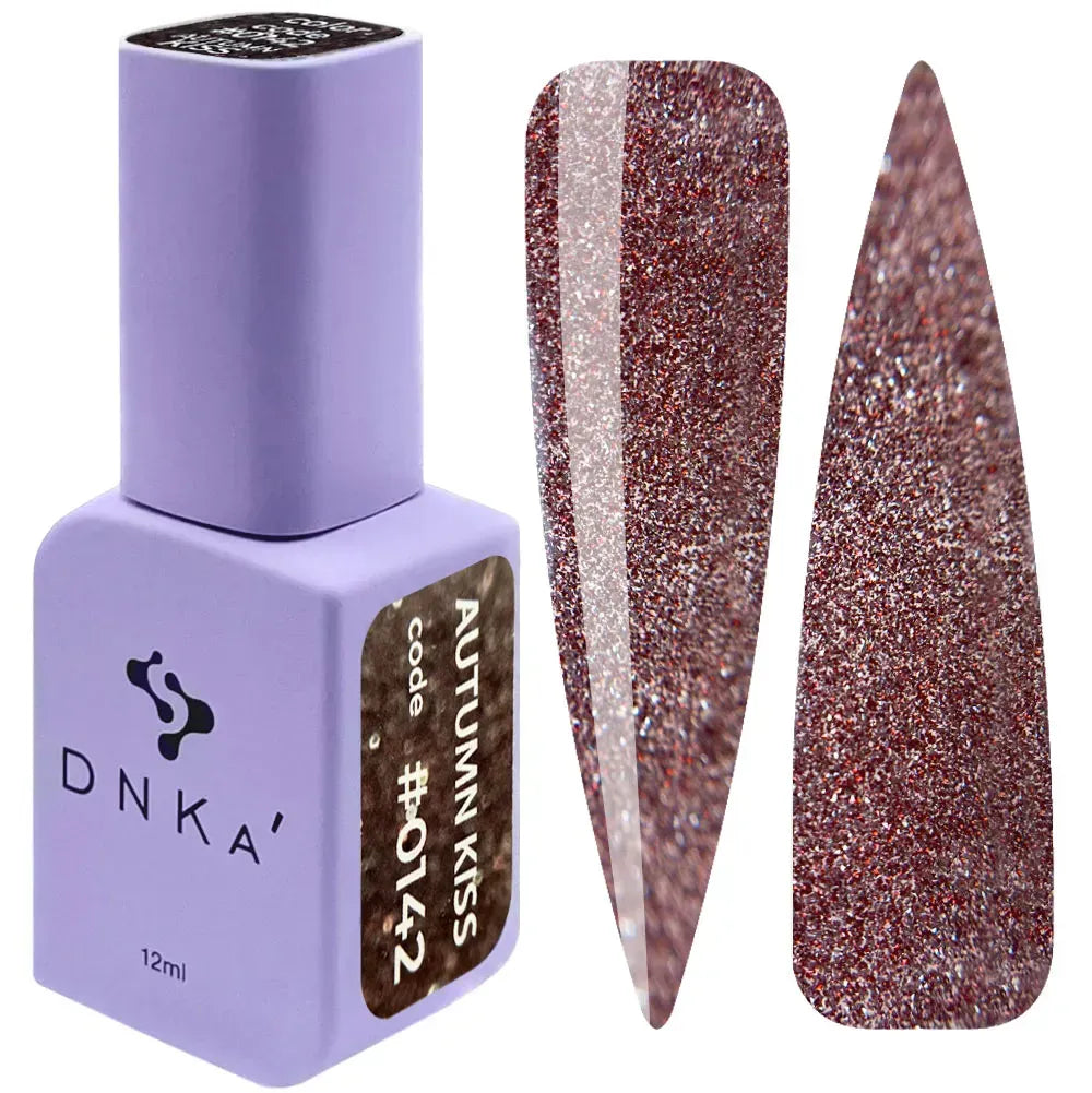 DNKa Gel Polish Color #0142 Autumn Kiss — closed bottle, red reflective