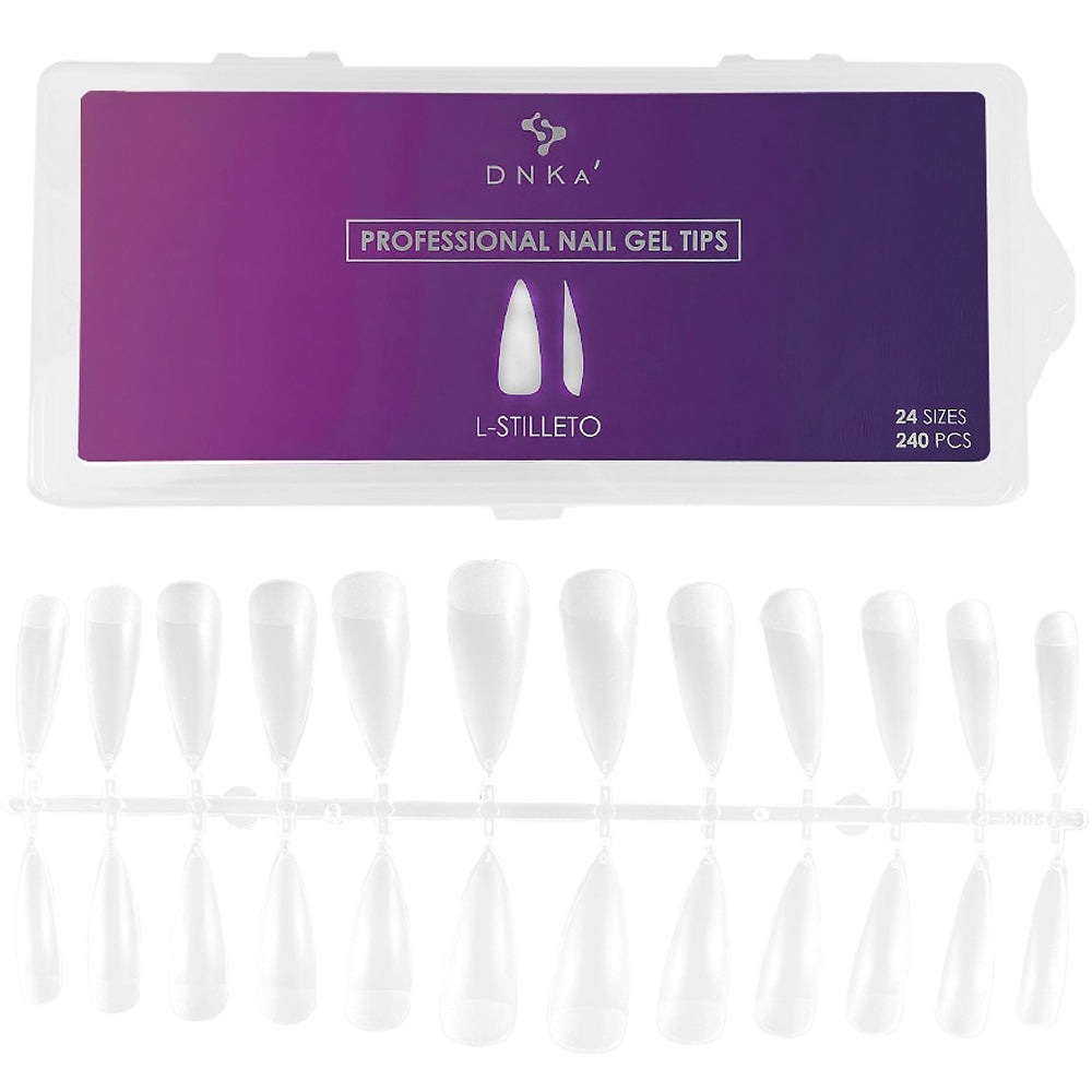 DNKa Professional Nail Gel Tips L-Stiletto — full box, 12 sizes