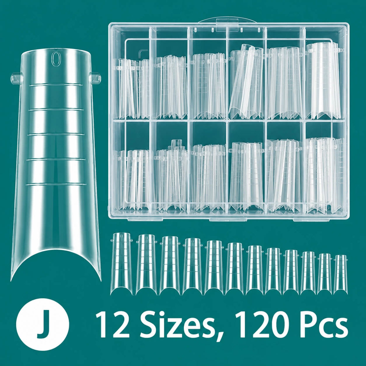 Upper dual nail forms #5 for acrygel and polygel, 120 pcs in 12 sizes