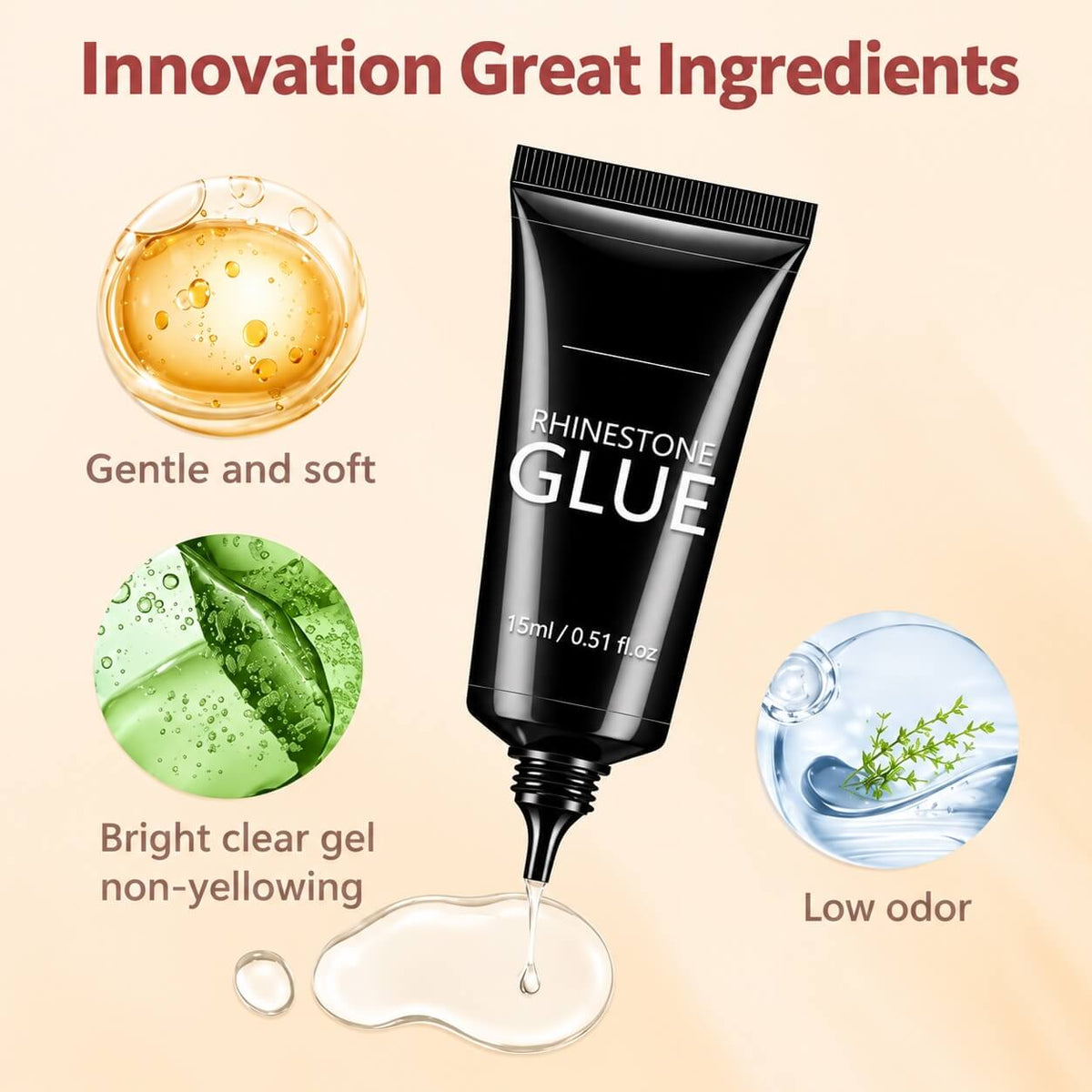 GLOZ UV/LED nail rhinestone adhesive gel for securing crystals, pearls, and 3D nail charms