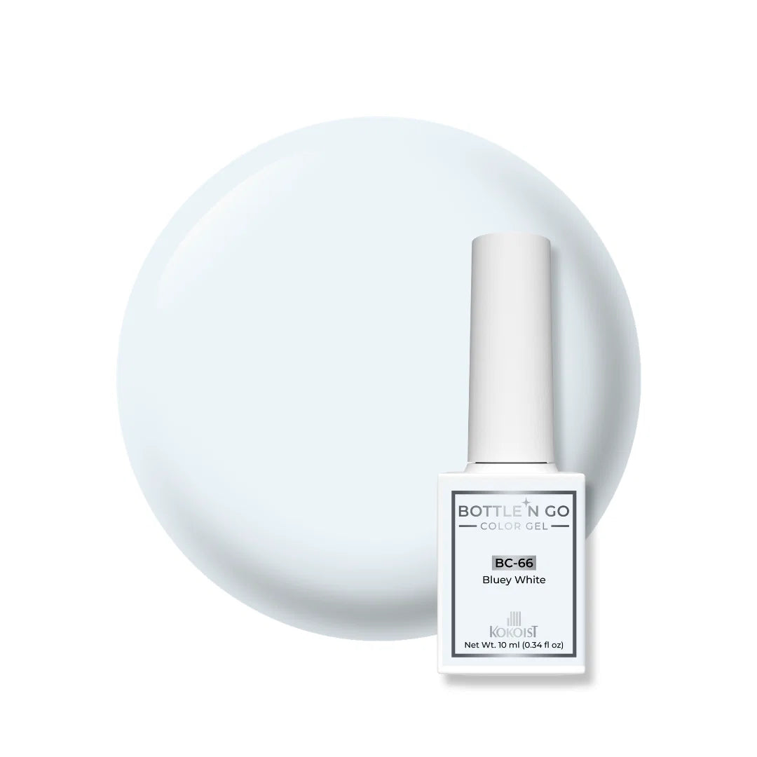 Kokoist Bottle 'N Go BC-66 Bluey White — full manicure, bright cool white finish