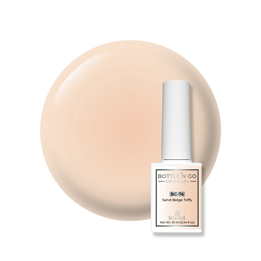 Kokoist Bottle 'N Go BC-74 Sand Beige Toffy — closed bottle, sheer deep beige