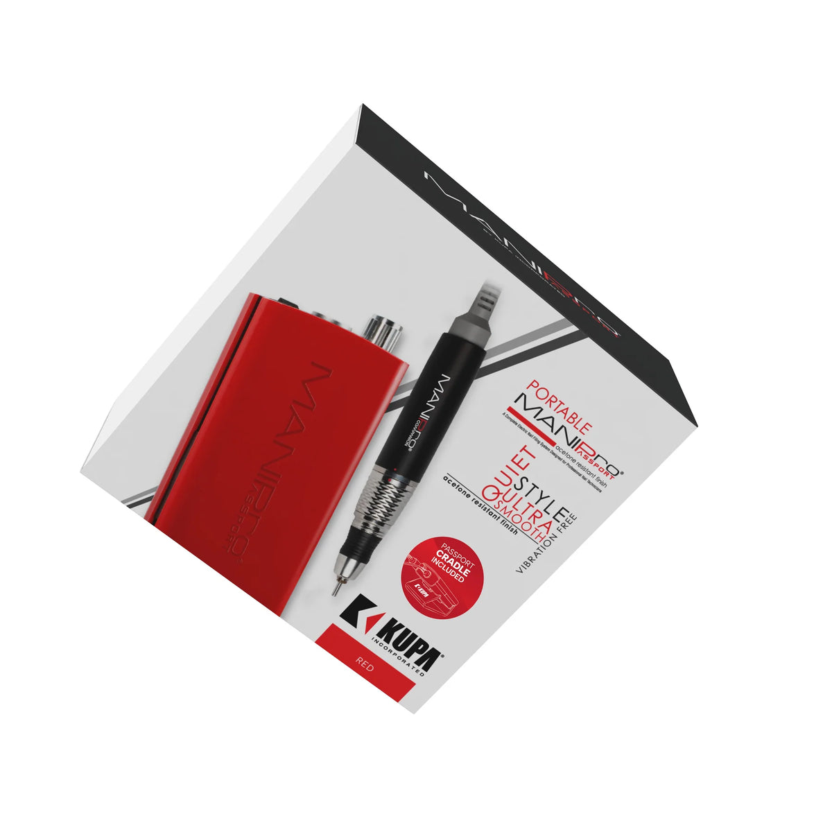 Kupa MANIPro Passport Complete Red, in use during a manicure service