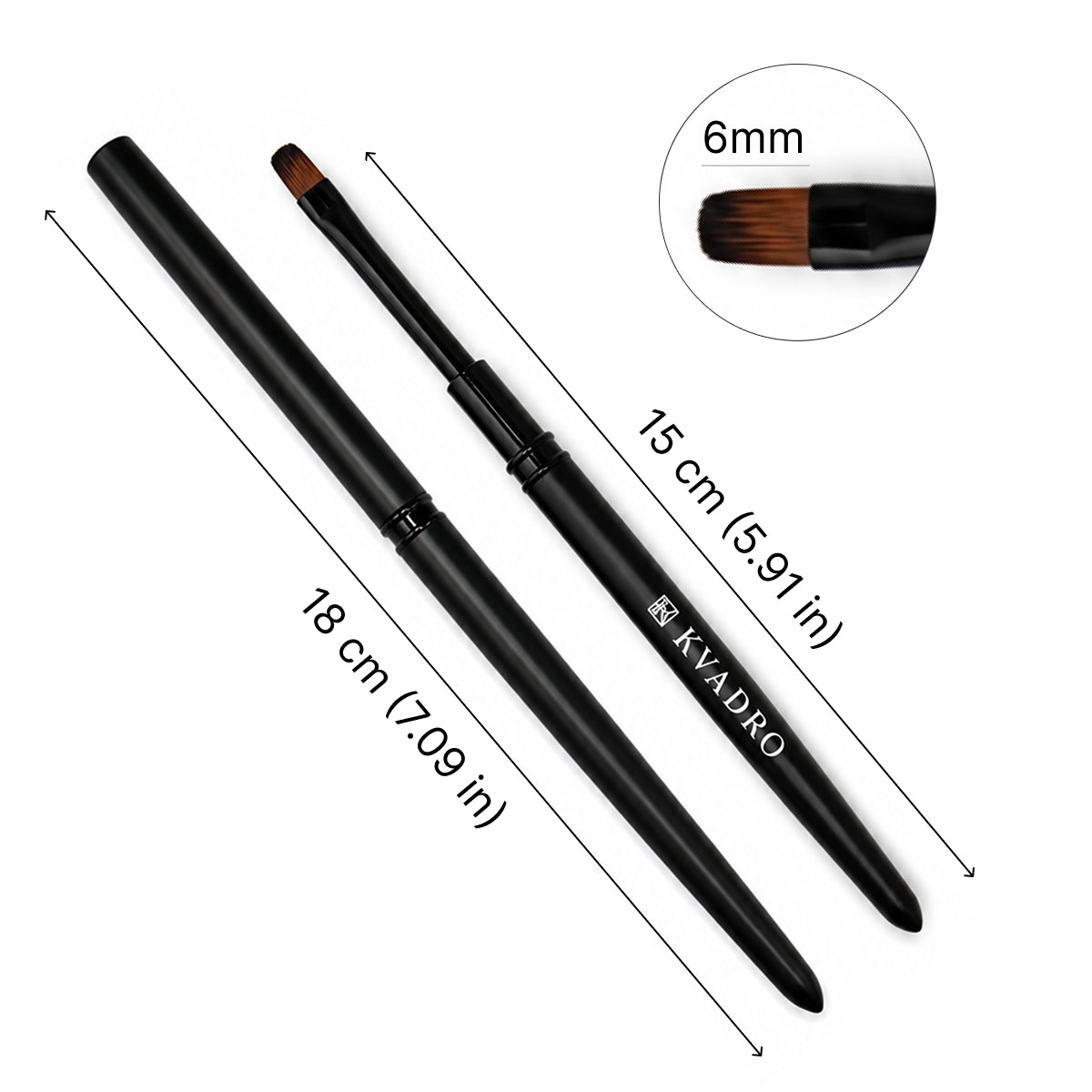 KVADRO Oval Nail Brush, 6mm, used for detail work near the cuticle line