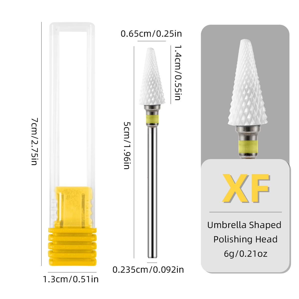 KVADRO ceramic umbrella nail bit #403, XF grit, yellow ring
