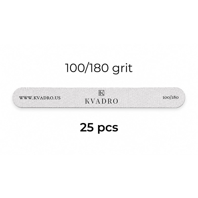 KVADRO Professional Nail Files 100/180 grit pack of 25