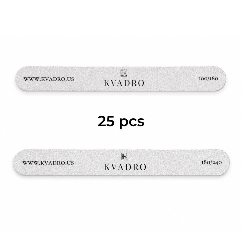 KVADRO Professional Nail Files 100/180 or 180/240 grit pack of 25
