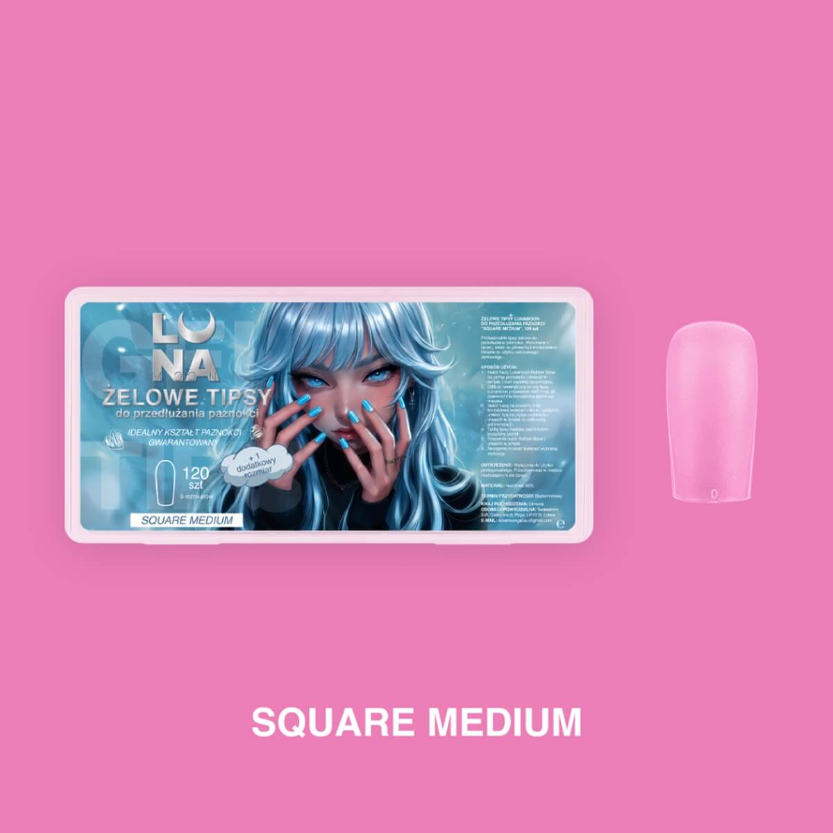LUNA Gel Nail Tips Square Medium 120pcs